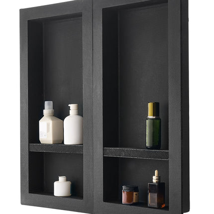 Recessed Shower Niche Set, 40.6 x 81.3 cm, Black, Movable Shelf