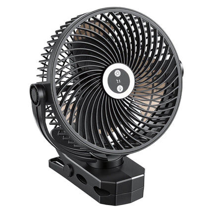 Rechargeable Clip-On Fan with LED Light, 4 Speeds