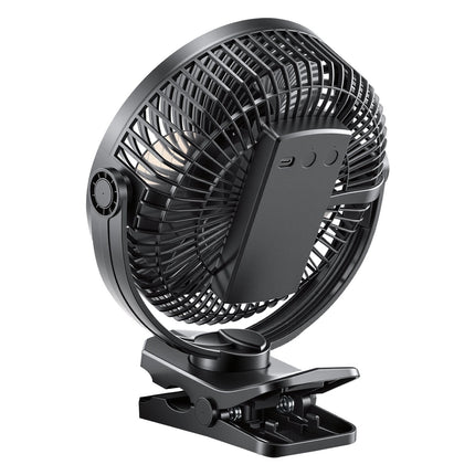Rechargeable Clip-On Fan with LED Light, 4 Speeds