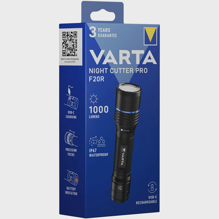 Dobíjecí svítilna 1000lm, IP67, USB-C, 5 režimů