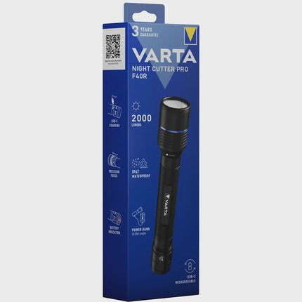 Dobíjecí svítilna 2000lm, IP67, USB-C, powerbanka