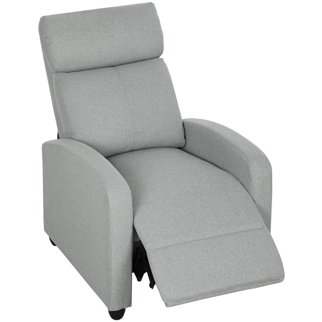 Polohovací křeslo, nastavitelné 135°, len-polyester, světle šedá