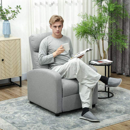 Recliner Chair, Adjustable 135°, Linen-Polyester, Light Grey