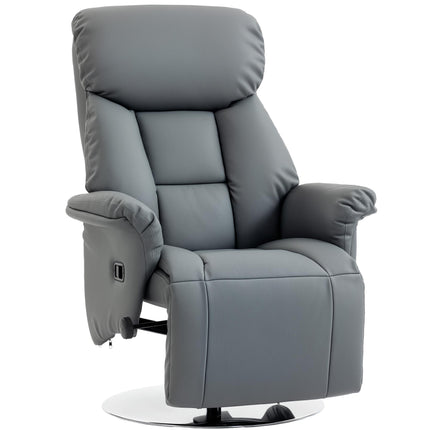 Recliner Chair, Grey Faux Leather, Adjustable Backrest