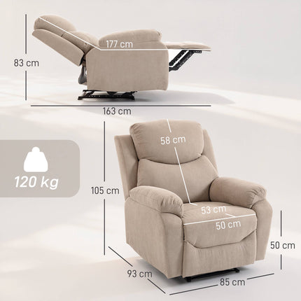 Recliner Chair, Manual Recline, Linen Look, Beige