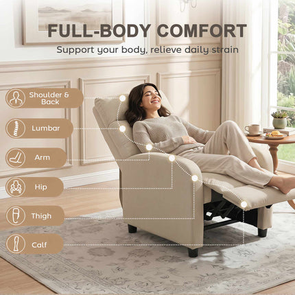 Recliner Chair With Footrest, Pocket Spring, Beige