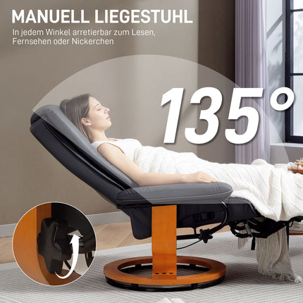 Polohovací křeslo s otáčením o 360°, umělá kůže, tmavě šedá