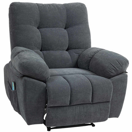 Recliner Chair with 8-Point Massage, Adjustable Footrest, Grey