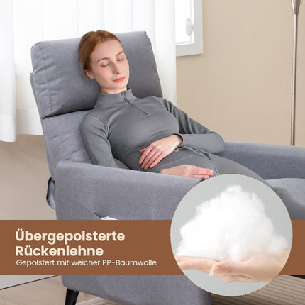 Polohovací křeslo s nastavitelnou opěrkou a podnožkou, lněná látka