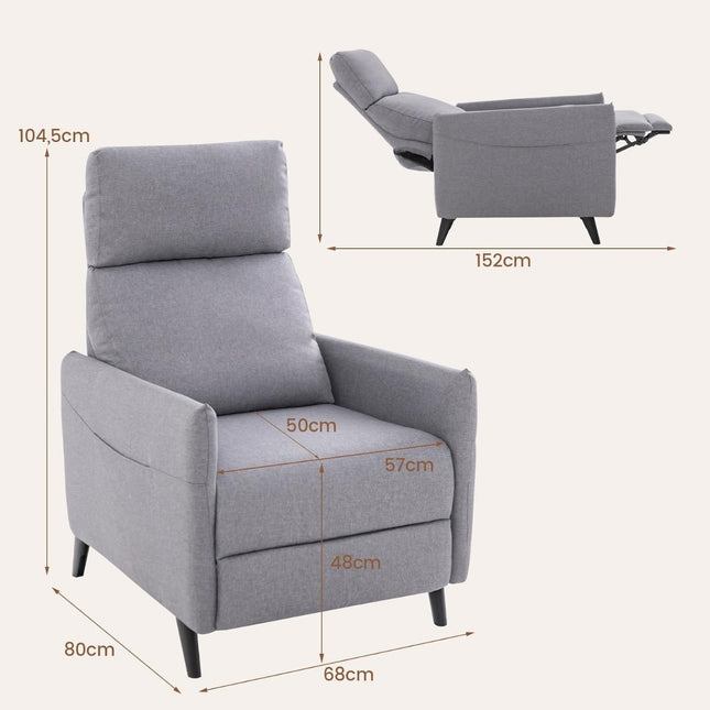 Recliner Chair with Adjustable Backrest & Footrest, Linen Fabric