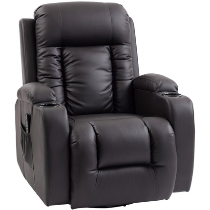 Recliner Chair with Massage, Heat & Swivel, Dark Brown