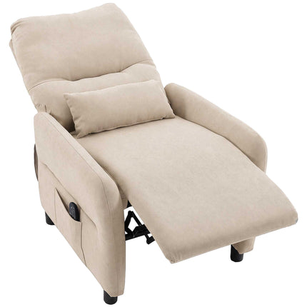 Recliner Chair with Massage, Heat, and Footrest – Beige