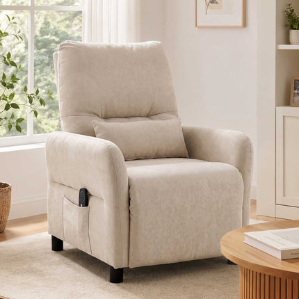 Recliner Chair with Massage, Heat, and Footrest – Beige