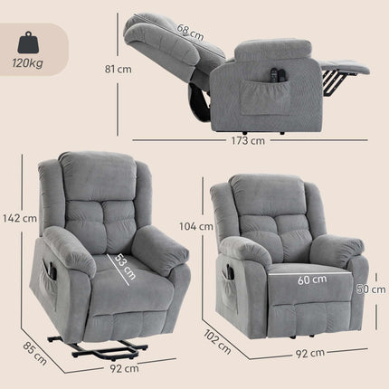 Recliner Chair with Massage, Lift Assist, and USB Ports, Light Grey