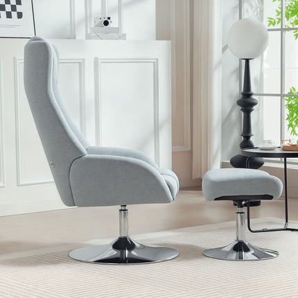 Recliner Chair with Ottoman, Armrests, Gray