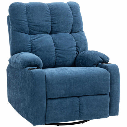 Recliner Chair with Swivel and Rocking Function, Dark Blue