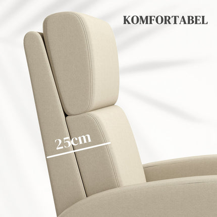 Polohovací TV křeslo, výklopná podnožka, sklon až 160°, 64 x 86 x 102 cm, krémová