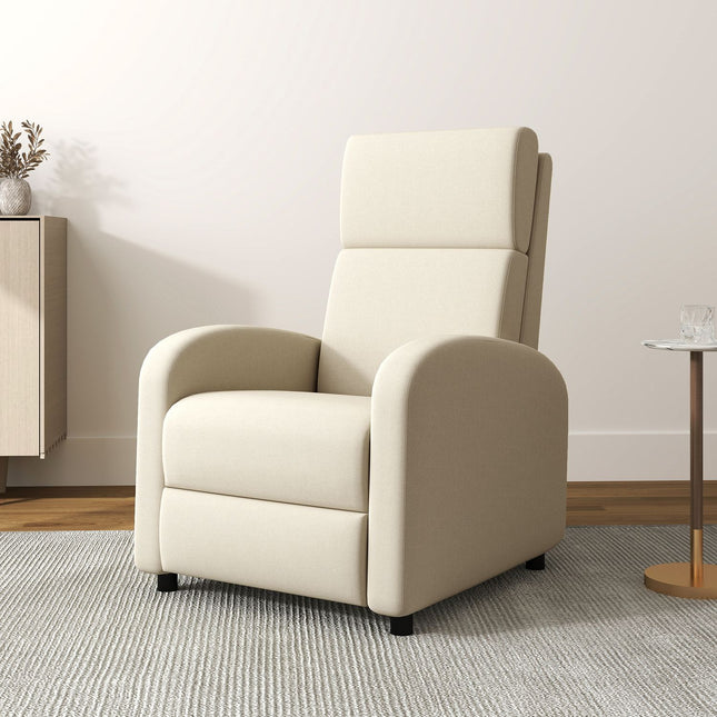 Polohovací TV křeslo, výklopná podnožka, sklon až 160°, 64 x 86 x 102 cm, krémová