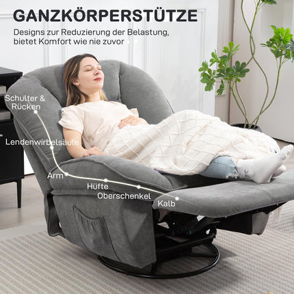 Polohovací křeslo s otáčením, houpáním, podnožkou, tmavě šedá