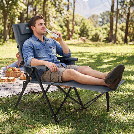 Reclining Camping Chair with Footrest, Portable & Foldable
