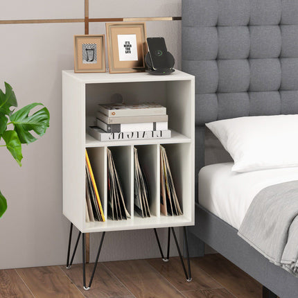 Stolek na gramofon, 3patrový úložný prostor na vinyly s nabíjením
