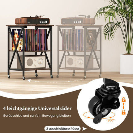 Stolek na gramofon s nabíjecí stanicí, úložný prostor na vinyly