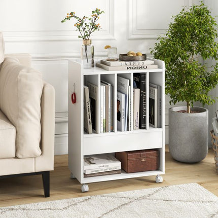 Stolek na gramofon se zásuvkou, 4 přihrádky, aretovatelná kolečka