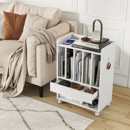 Stolek na gramofon se zásuvkou, 4 přihrádky, aretovatelná kolečka