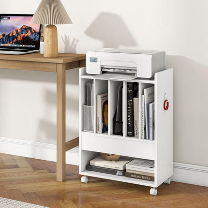 Stolek na gramofon se zásuvkou, 4 přihrádky, aretovatelná kolečka