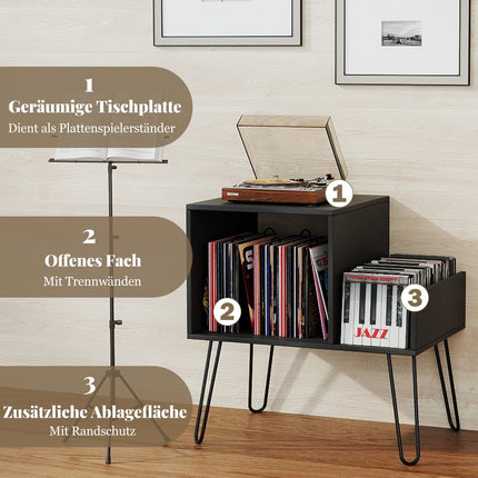 Stolek na gramofon s nabíjecí stanicí – černá, vysoká kapacita