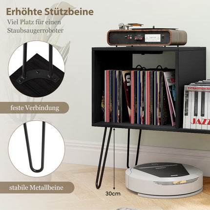 Stolek na gramofon s nabíjecí stanicí – černá, vysoká kapacita