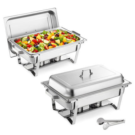 Rectangle Chafing Dish Set, 2-Pack 9 Qt Stainless Steel with Lids