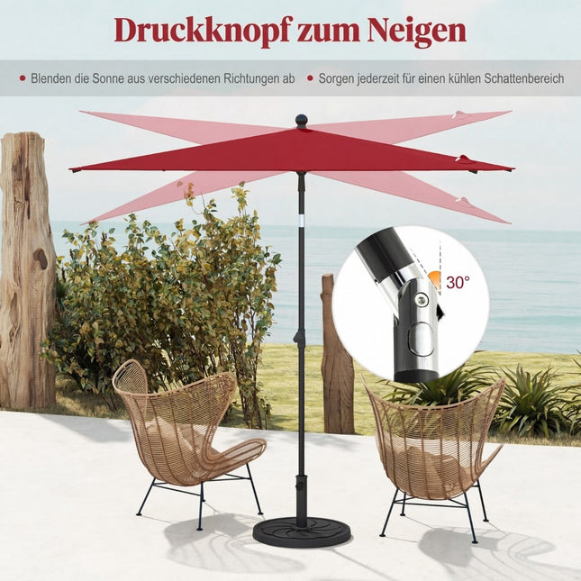 Rechthoekige balkonparasol, kantelbaar, rood, 213x140 cm