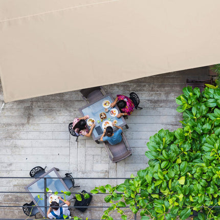 Rechteckiges beiges Sonnensegel für die Terrasse – UV-Schutz