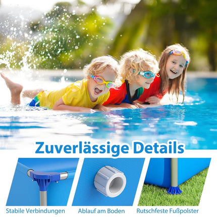 Rectangular Metal Frame Kids Pool, 2.28m x 1.59m x 42cm