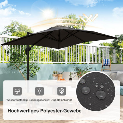 Rechteckiger Terrassenschirm, 250x250 cm, Verstellbar, Grau