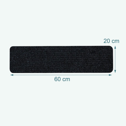 Obdélníkové nášlapy na schody, 16 ks, 65×20 cm, protiskluzové