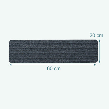 Obdélníkové nášlapy na schody, 16 ks, 65×20 cm, protiskluzové