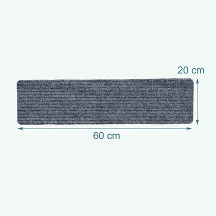 Obdélníkové nášlapy na schody, 16 ks, 65×20 cm, protiskluzové