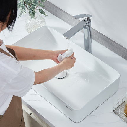 Rectangular Vessel Sink, 24 x 13.8 in White Ceramic
