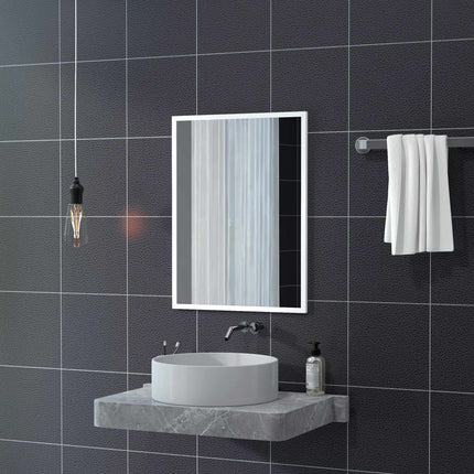 Rectangular Wall Mirror, 60x80 cm, White MDF Frame