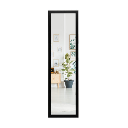 Obdélníkové celopostavové zrcadlo se závěsným háčkem na dveře 33x119 cm, černá
