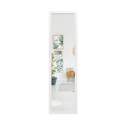 Obdélníkové celopostavové zrcadlo se závěsným háčkem na dveře 33x119 cm, bílá