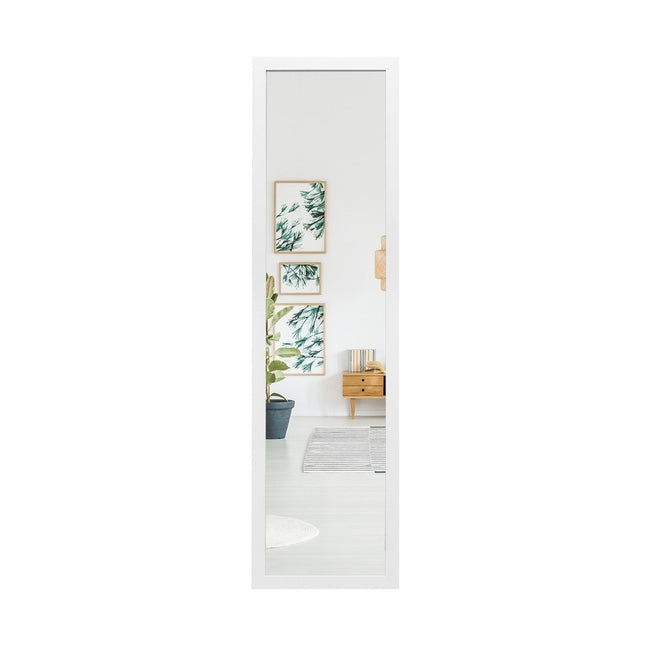 Obdélníkové celopostavové zrcadlo se závěsným háčkem na dveře 33x119 cm, bílá