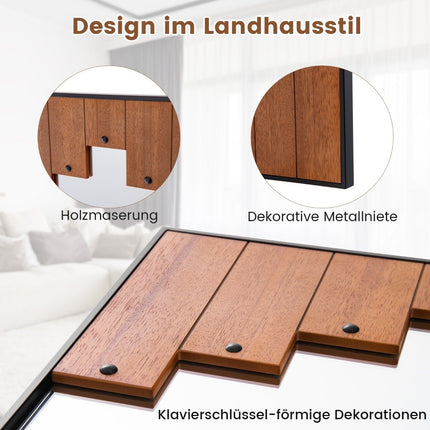 Rechteckiger Spiegel mit Holzrahmen 60 x 95 cm rustikaler Wandspiegel mit Zweiwegehaken