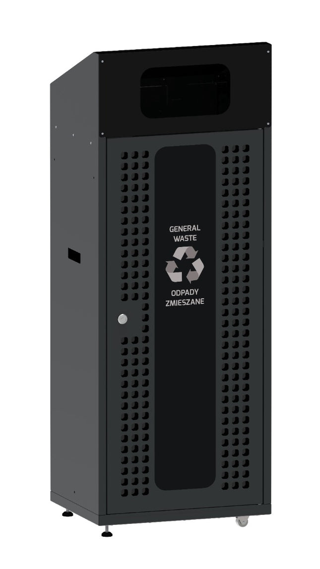 Koš na tříděný odpad, objem 180 l, pozinkovaná ocel, černý