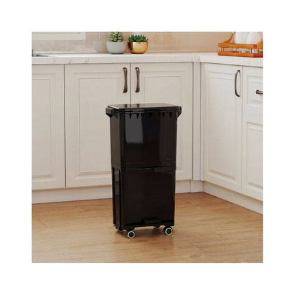 Recycling Waste Bin 36L with 2 Removable 10L Compartments, Black, Foot Pedal
