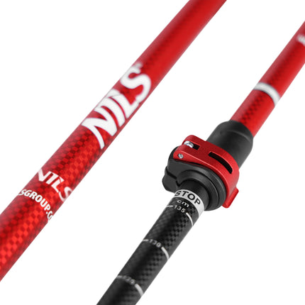 Hliníkové hole na nordic walking, nastavitelná délka, červené