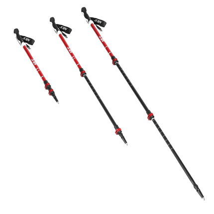 Hliníkové hole na nordic walking, nastavitelná délka, červené
