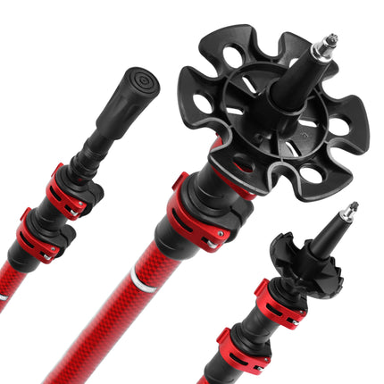 Hliníkové hole na nordic walking, nastavitelná délka, červené